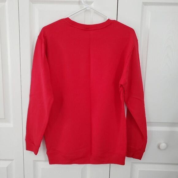 PINK VICTORIA'S SECRET Red Crewneck Sweatshirt with Gold Spellout Logo - Picture 4 of 4